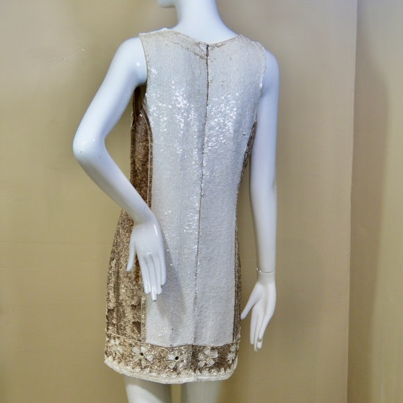 80% recycledl Sequined/Gold Mini Dress Try this embroidered gold number  ๐ฌ๐งUK - Picture 12 of 16